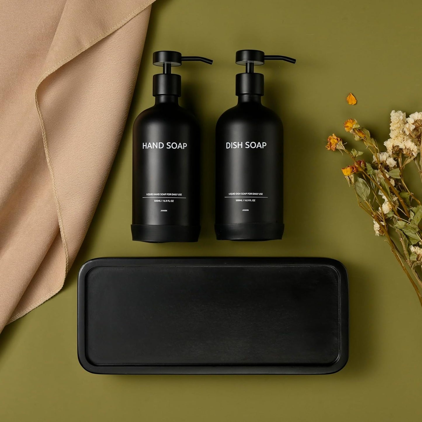 Vanity Tray / Soap Dispenser Tray / Black-large