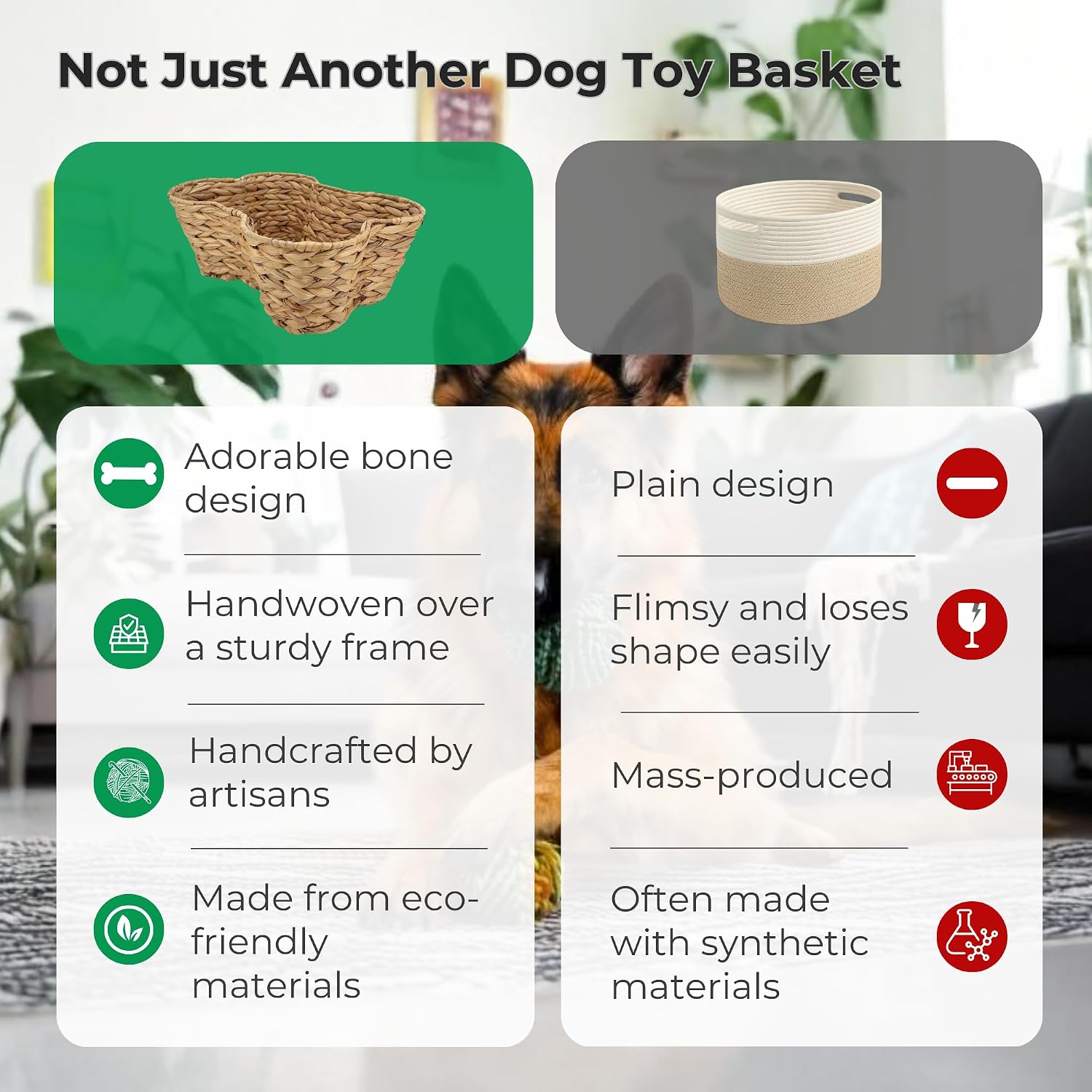Wicker Pet Toy Bin Organizer / 17 x 13 / Regular