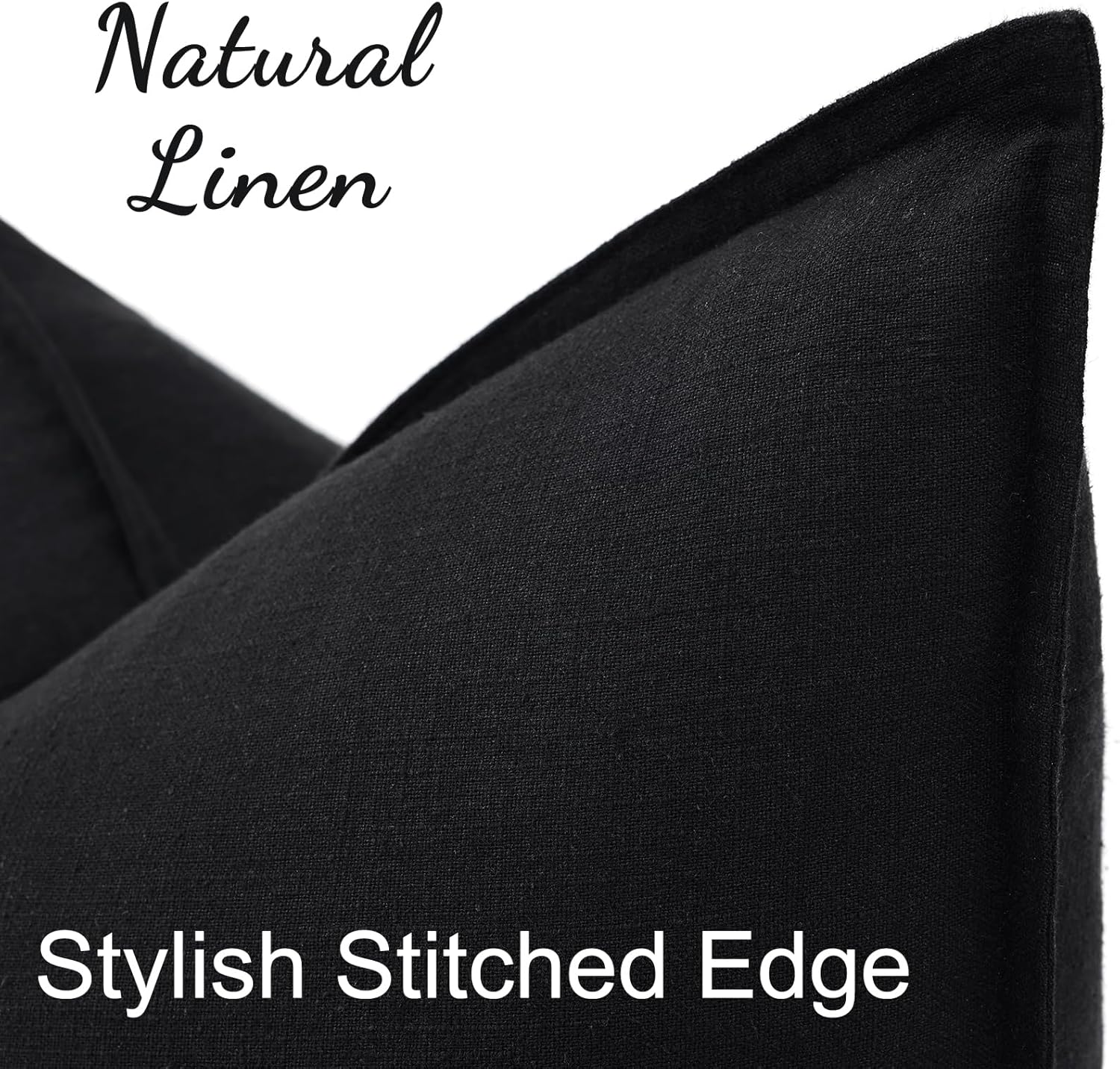 Fall Decorative Linen Throw Pillow Covers Pillow Covers / Black / 18 x 18 / Set of 2