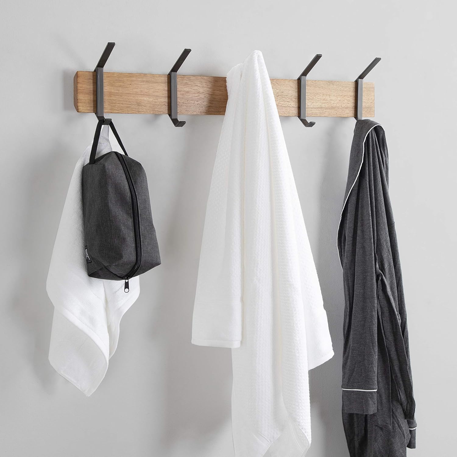 Kate and Laurel Rossmore Farmhouse 5-Hook Wall Hanging Coat Rack, Natural Rustic Wood, Modern Hanging Rack for Coats