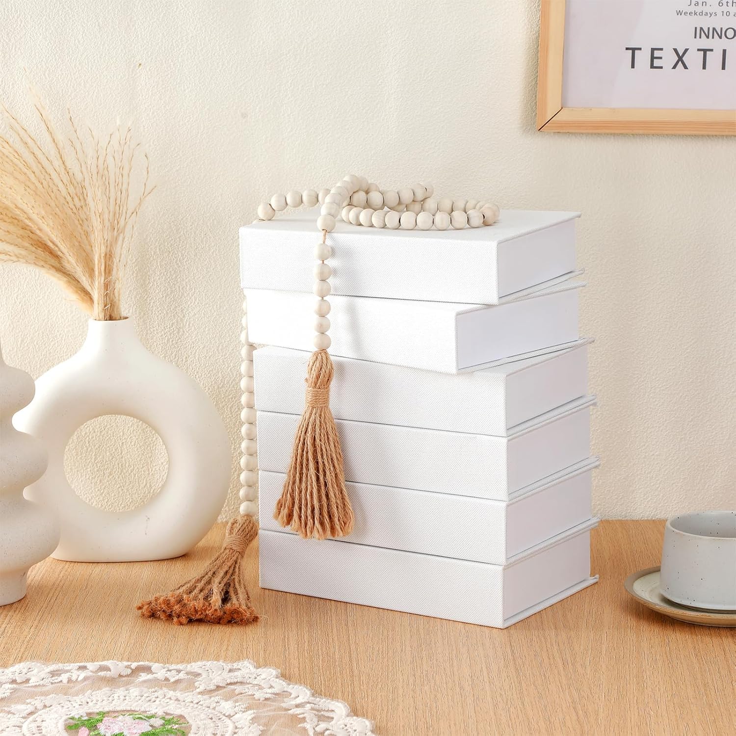 Faux Book Box Decorative Books Modern Linen Fake Books Decor / Set of 6