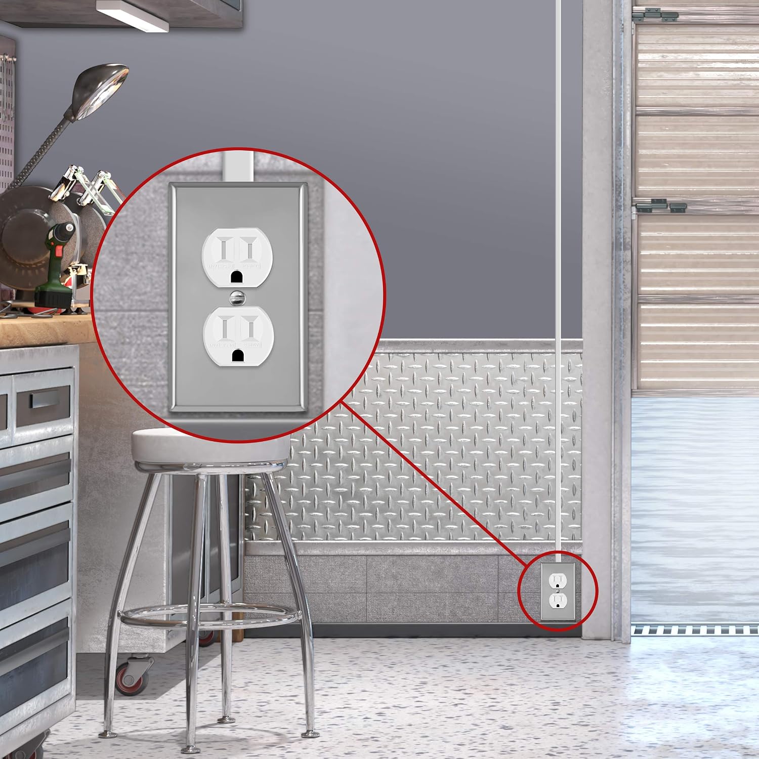 ENERLITES Duplex Receptacle Metal Wall Plate, Stainless Steel Outlet Cover, Corrosion Resistant, Size 1-Gang 4.50" x