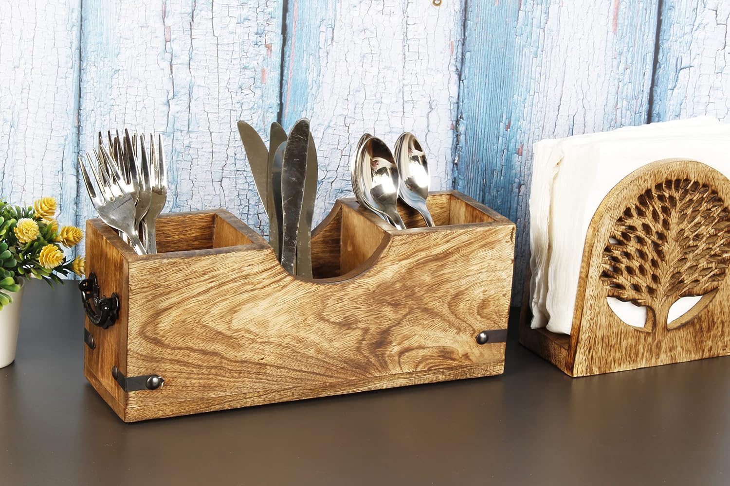 Wooden Upright Napkin Holders / White
