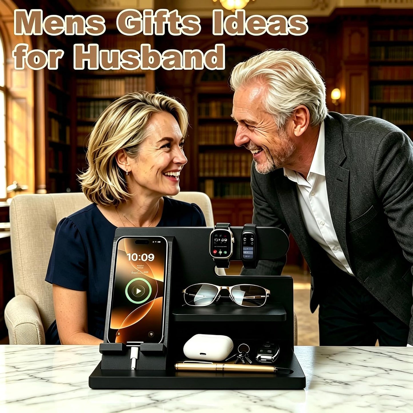 Gifts for Men Wood Phone Docking Station Birthday Gift for Men Valentines Day Gifts Father Gift for Him Boyfriend