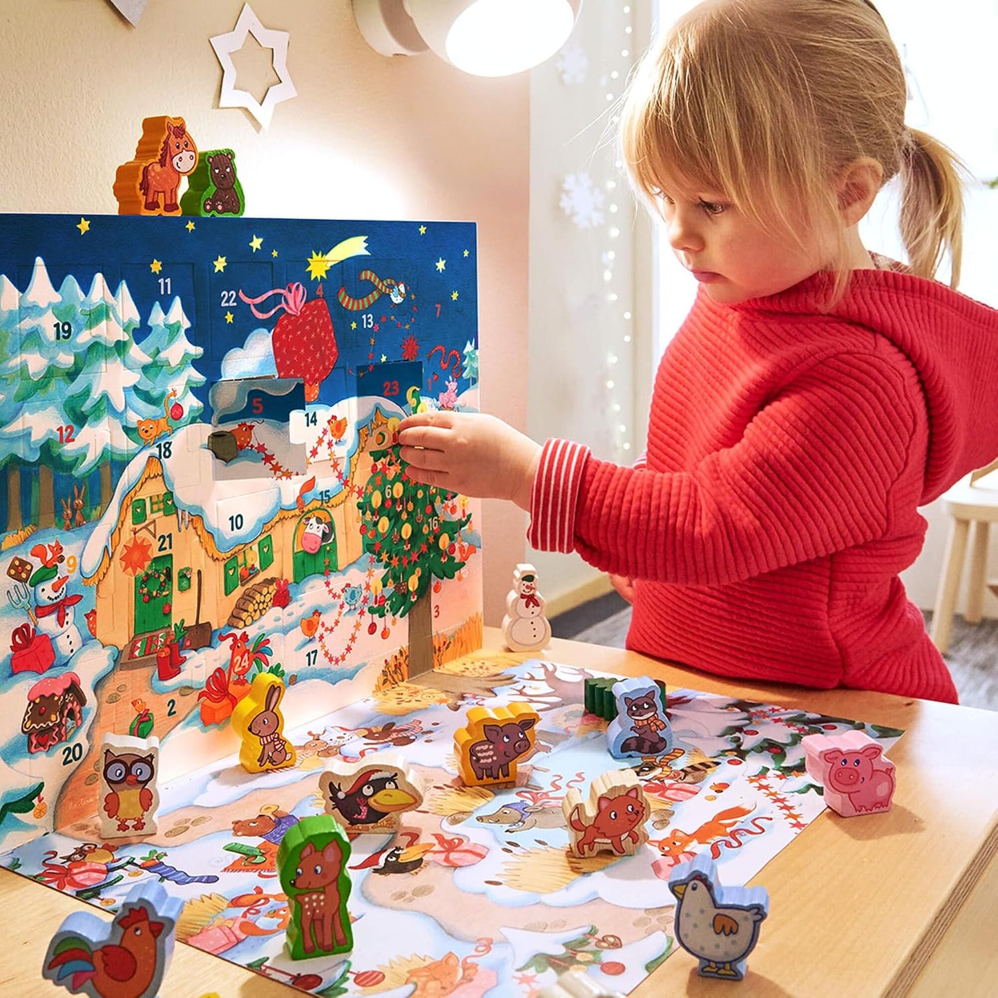 HABA My First Advent Calendar Farmyard Themed Wooden Animals, Christmas Toddler Activities, A Reusable Advent Calendar