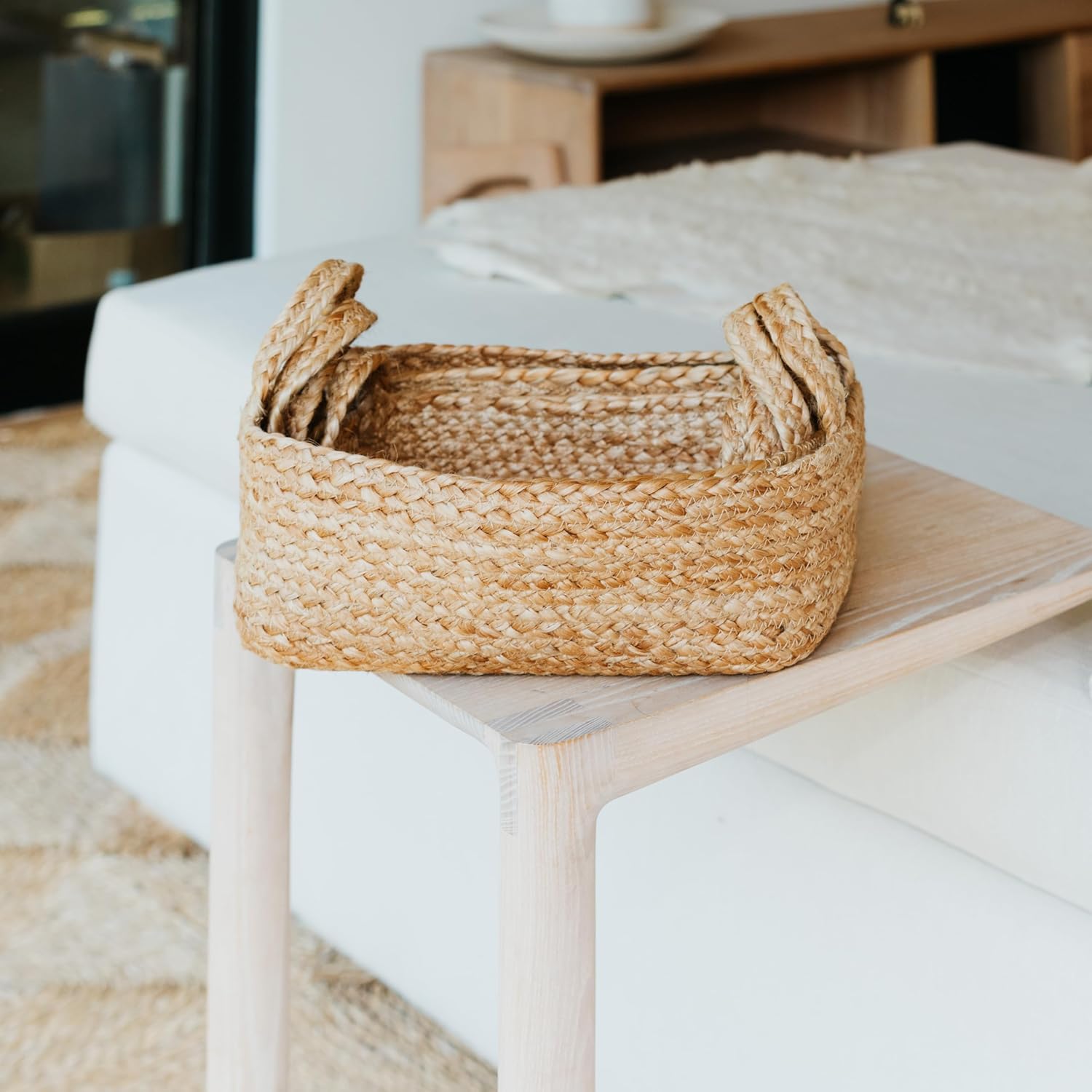 Storage Basket / Jute Rope Baskets / Natural / Set of 4