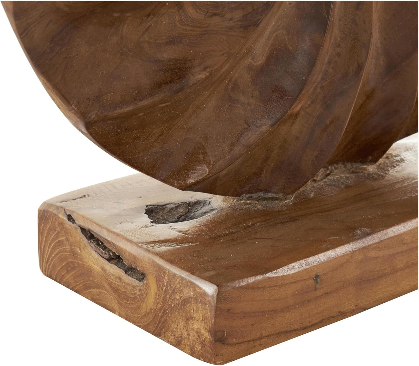Teak Wood Abstract Handmade Decorative Sculpture Dimensional Circular Home Decor / 16 x 5 x 17