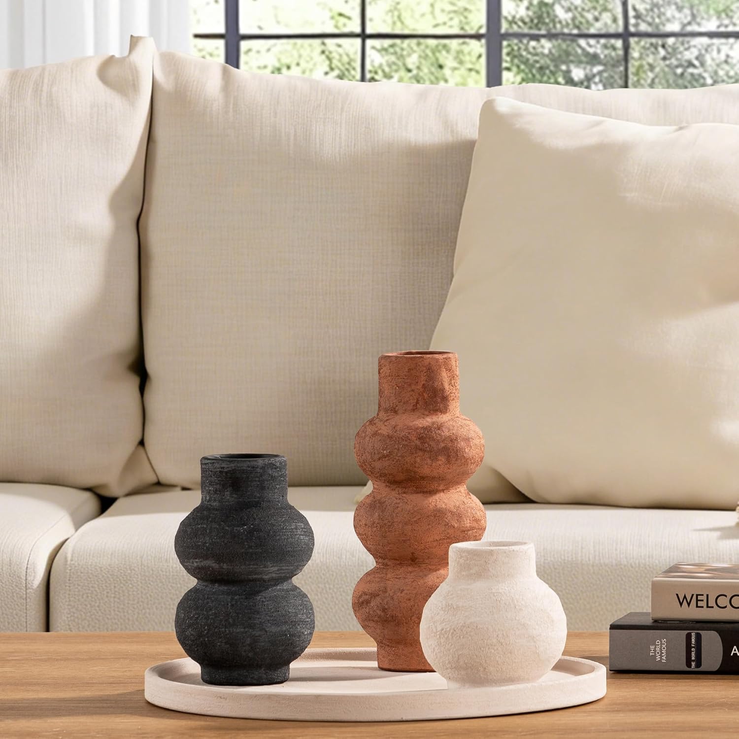 Ceramic Vase Home Table Decor / 11-rust / Set of 3