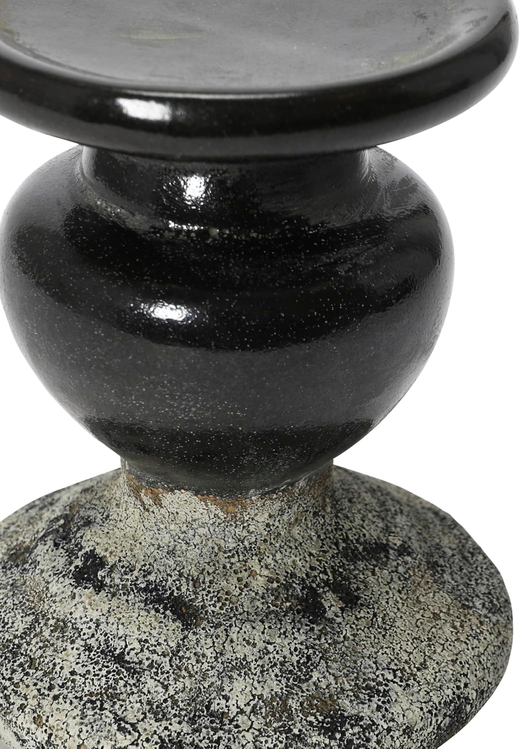 Creative Co-Op 2-Tone Sculptural Terracotta Pillar Candle Holder, Distressed Black