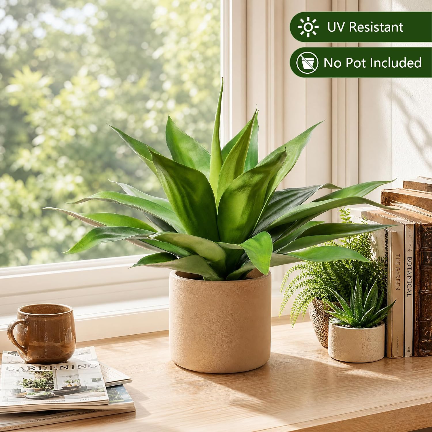 Artificial Outdoor Agave Plant / 22"green-2 / 2 Inch