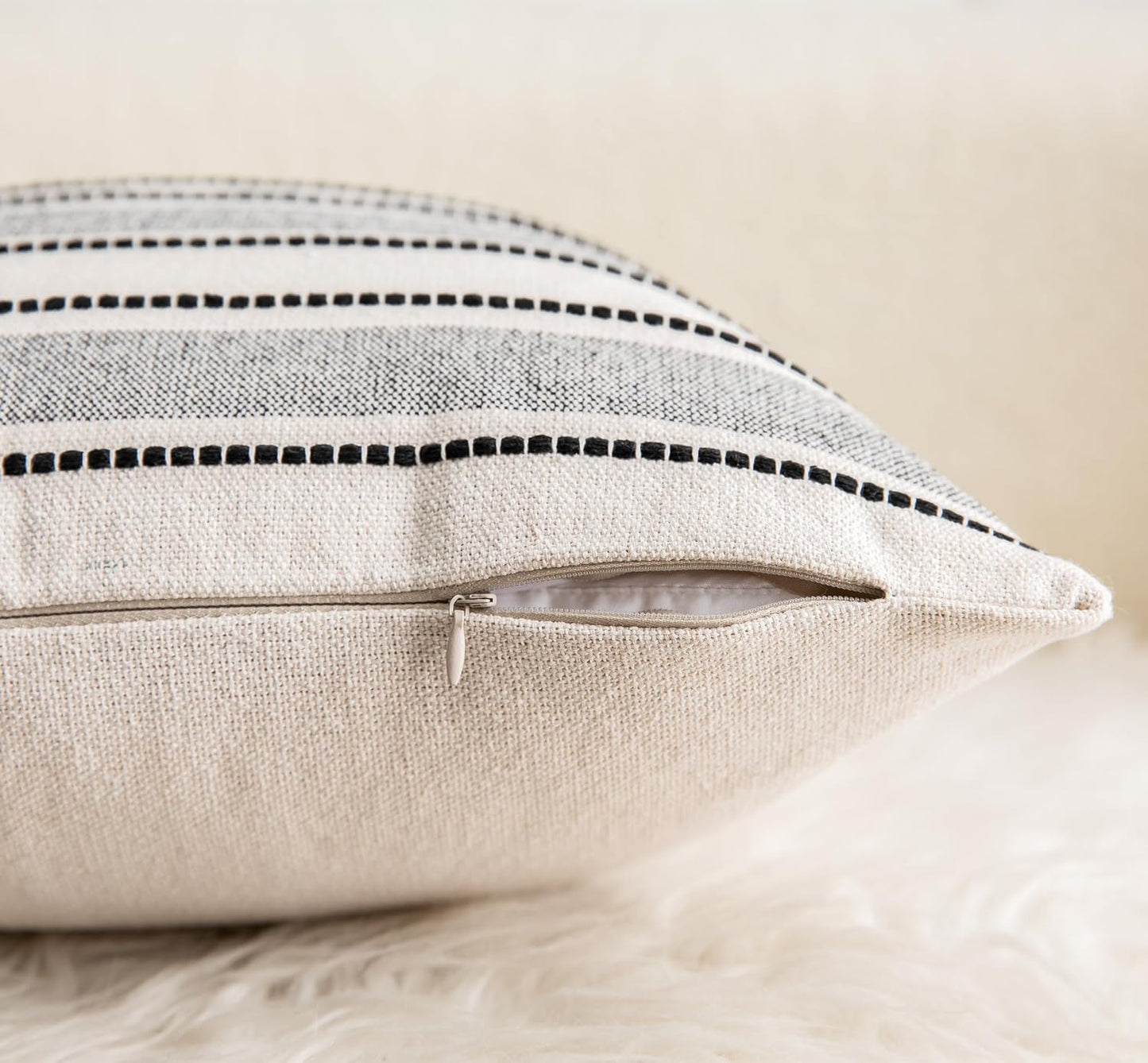 Farmhouse Textured Pillow Case / Black / 18 x 18 / Set of 2