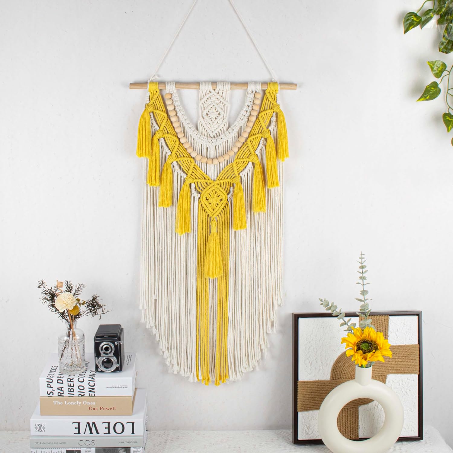Macrame Wall Hanging Boho Wall Decor Handmade Woven Tapestry / Yellow