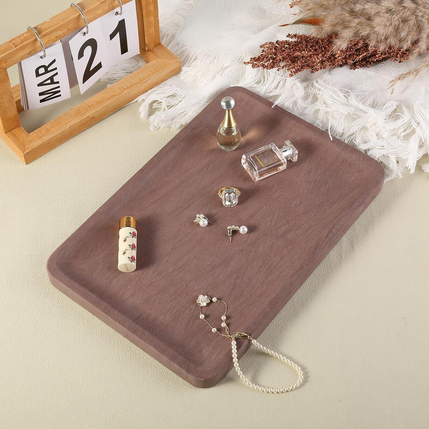 Marble Vanity Tray / Brown / 11.8 Inch
