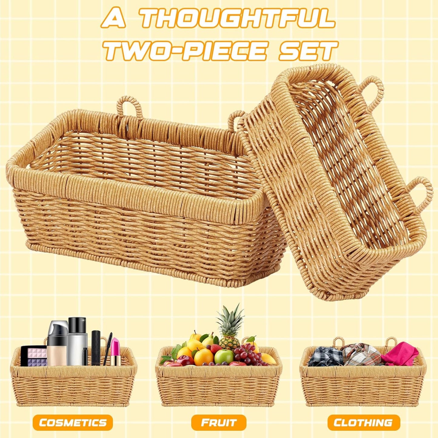 Woven Storage Hanging Basket / Set of 2
