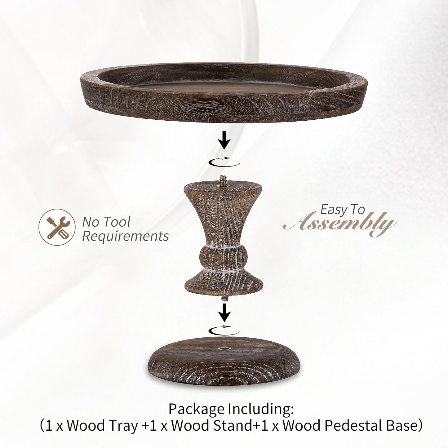 Rustic Wooden Risers Round Decorative Pedestal Plate Stand Holder Tray