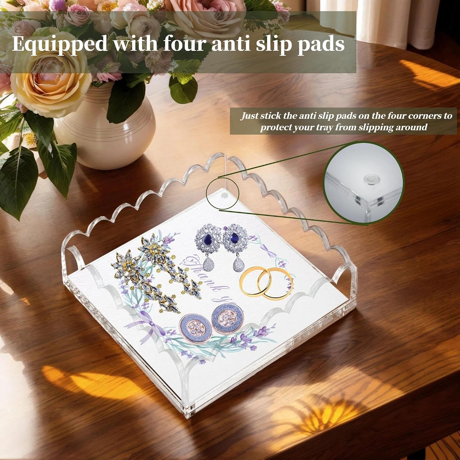 Scalloped Acrylic Tray / 8*8*2"-bottom / 8 x 8
