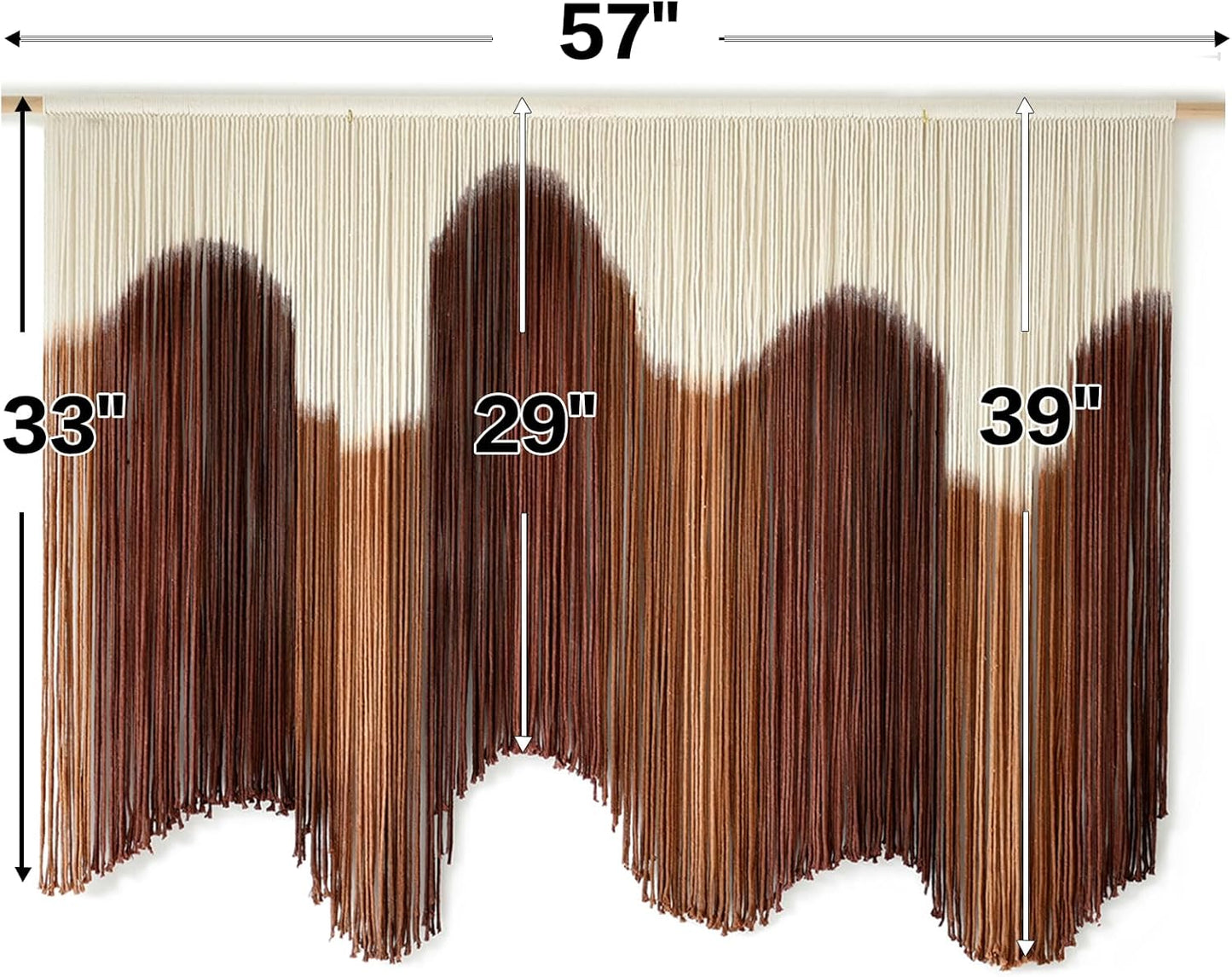 Macrame Wall Hanging Dip-Dyed Large Handmade Macrame Cord Fiber Art Boho Wall Decor / Brown3 / Brown