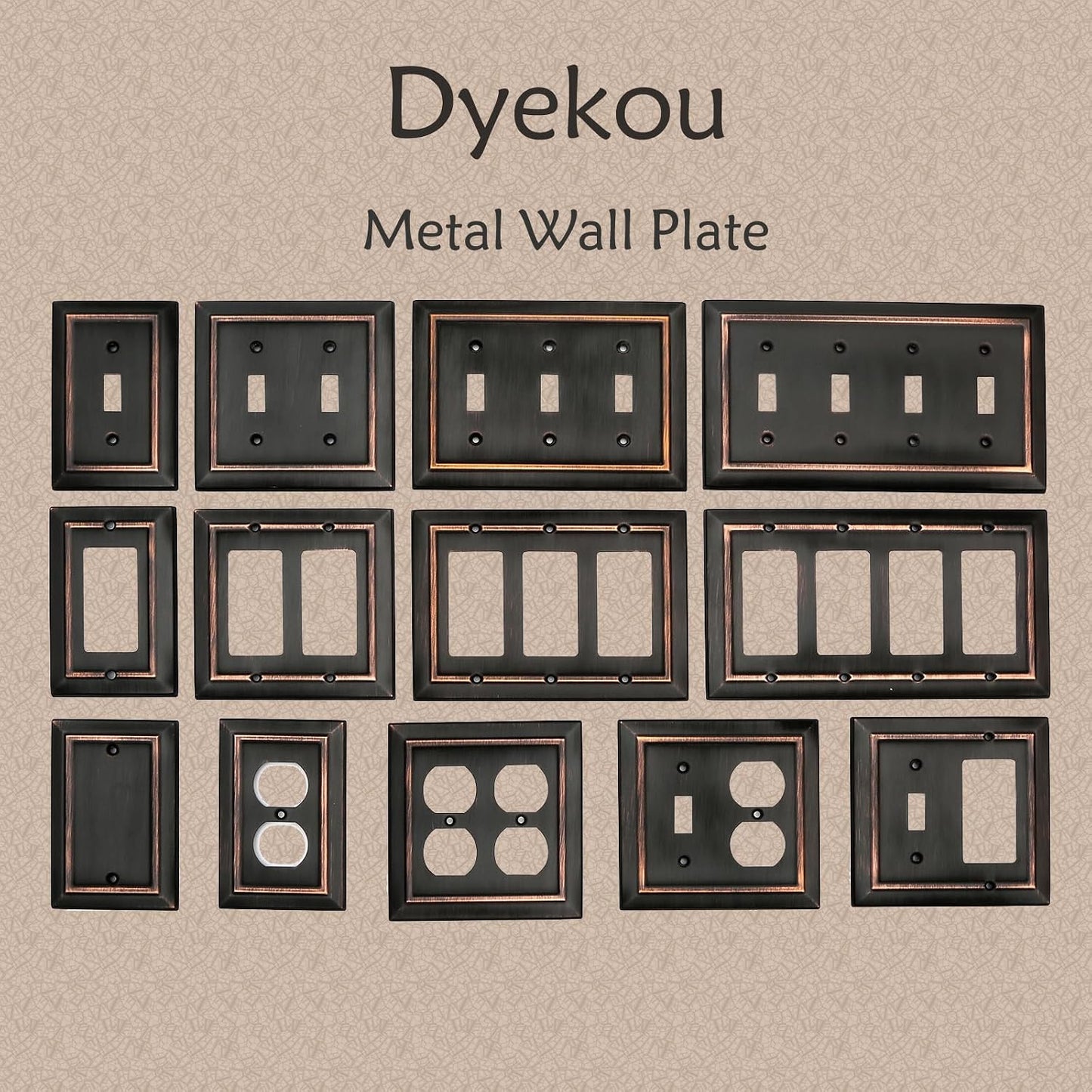 Metal Wall Plate for Electrical Outlets, Outlet Covers Wall Plate, 6 Pack | Decorative Aged Bronze Switch Plates Outlet