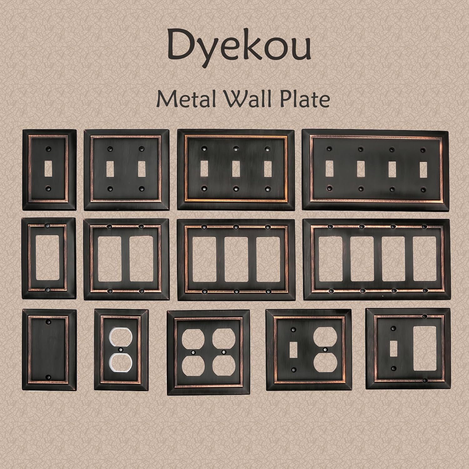 Metal Wall Plate for Electrical Outlets, Outlet Covers Wall Plate, 6 Pack | Decorative Aged Bronze Switch Plates Outlet