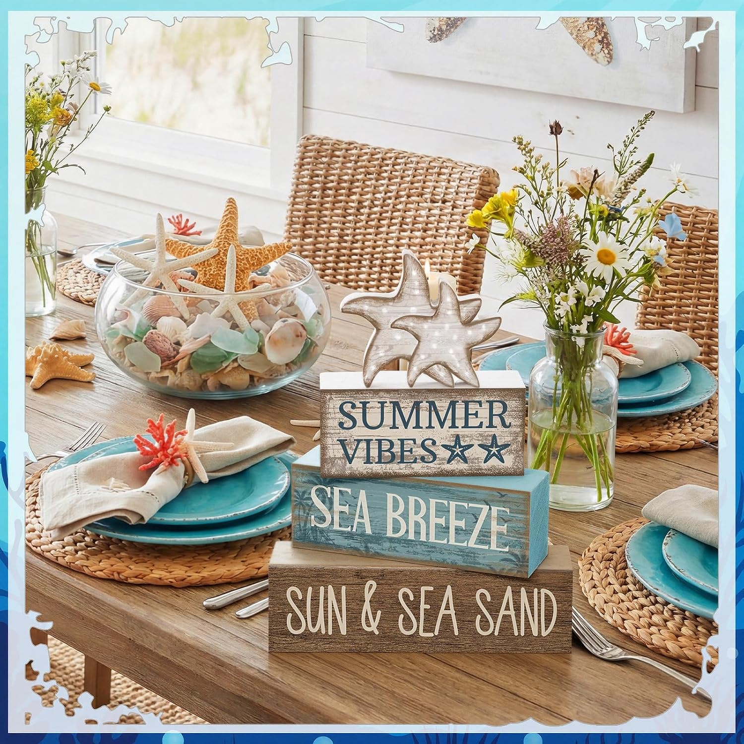 Summer Beach Decorations / Retro Starfish / Set of 4