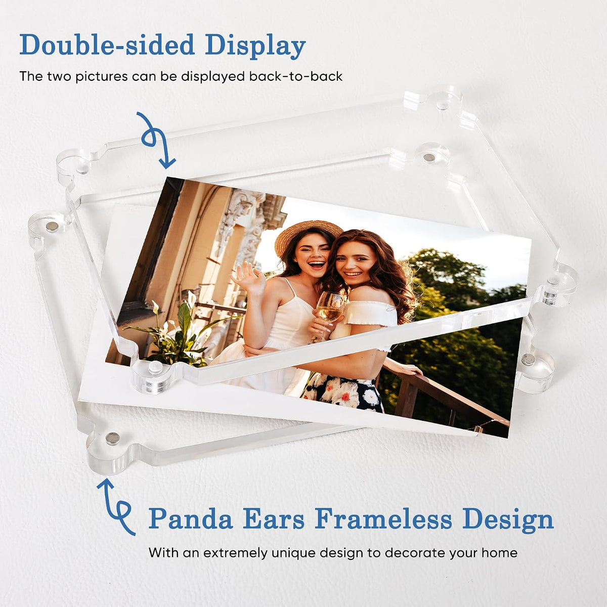 4x6 inch Acrylic Picture Frame 3 Pack, Magnetic Picture Frame with 10+10mm Thick Block, Clear Double Sided Magnetic