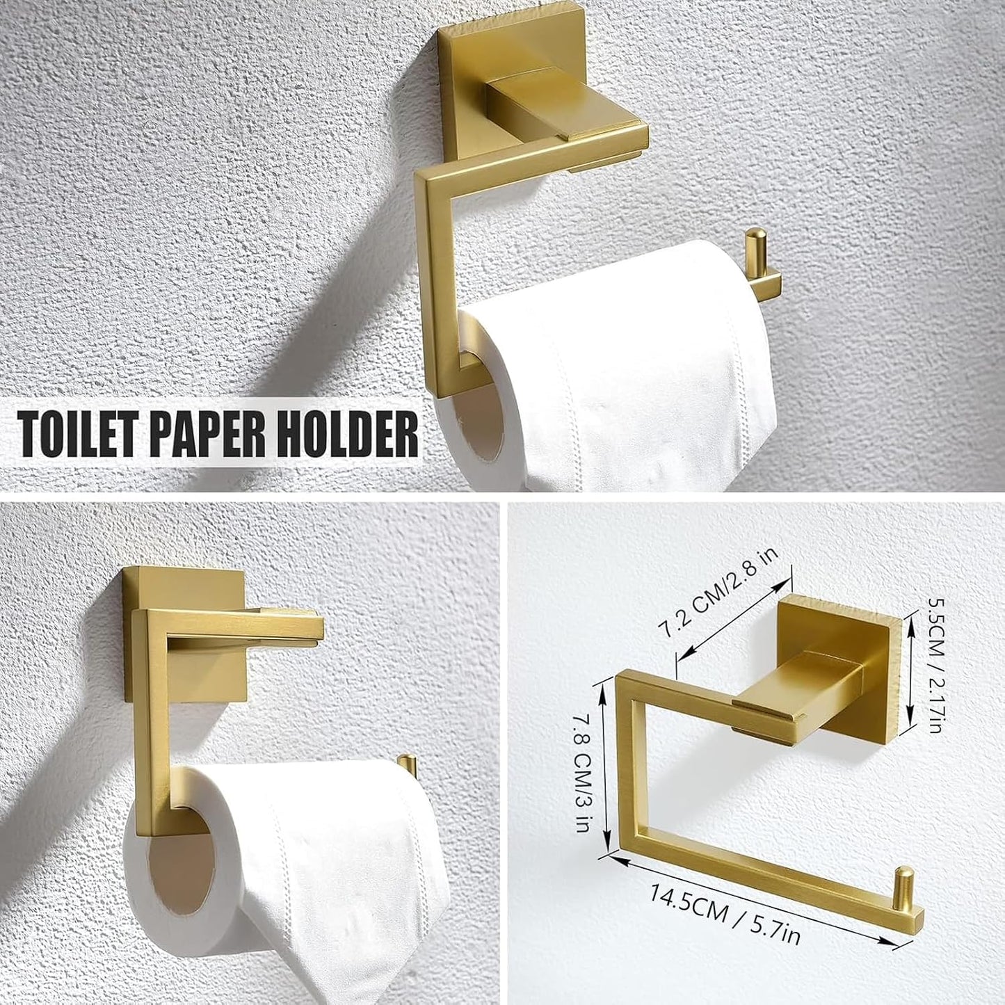 YACVCL 5 Piece Bathroom Hardware Set Brushed Gold, SUS304 Stainless Steel 23.6 Inch Bathroom Towel Holder Set, Brushed