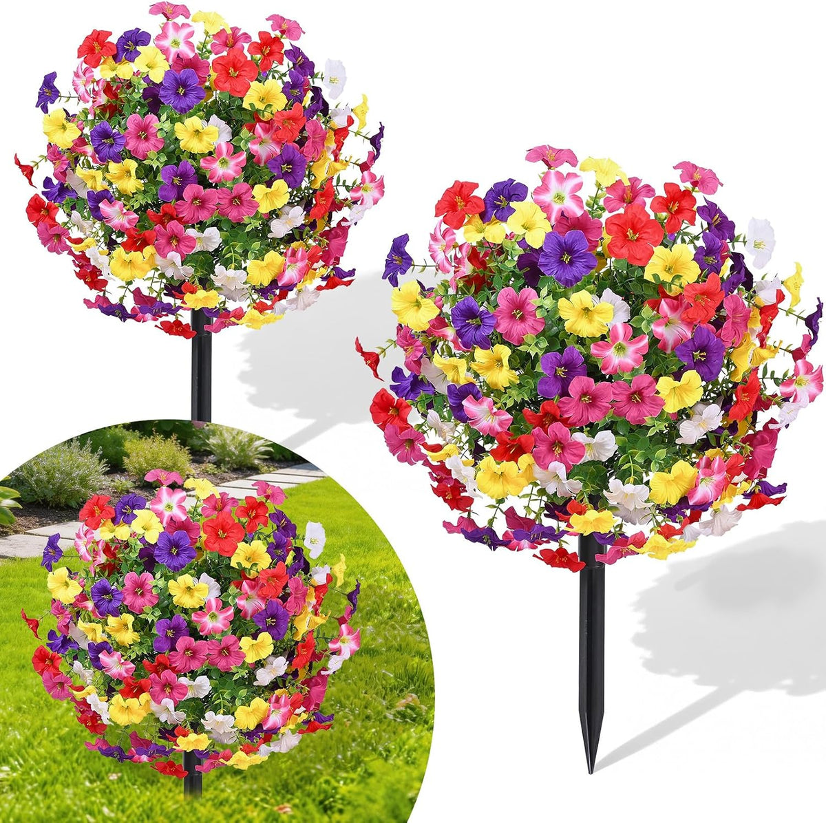 Alupssuc 2Pcs 20" Artificial Topiary Ball Flowers for Outdoors Decoration