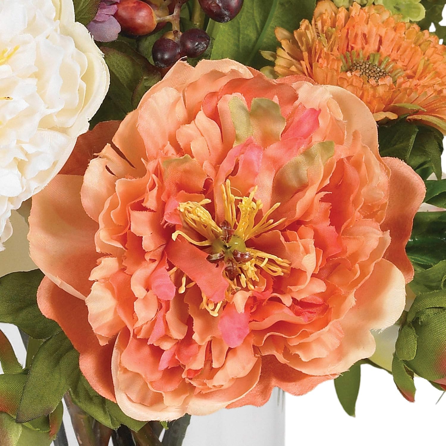 Faux Flowers / Mini Artificial Peony Floral Arrangement / Assorted / 10"D x 10"W x 10"H