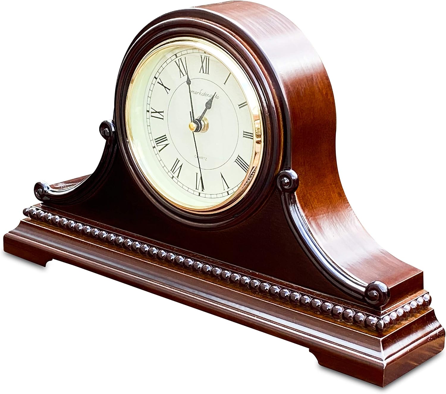 Mantel Clocks, Battery Operated, Silent Wood Mantle Clock with Westminster Chimes On The Hour, Solid Wooden Shelf