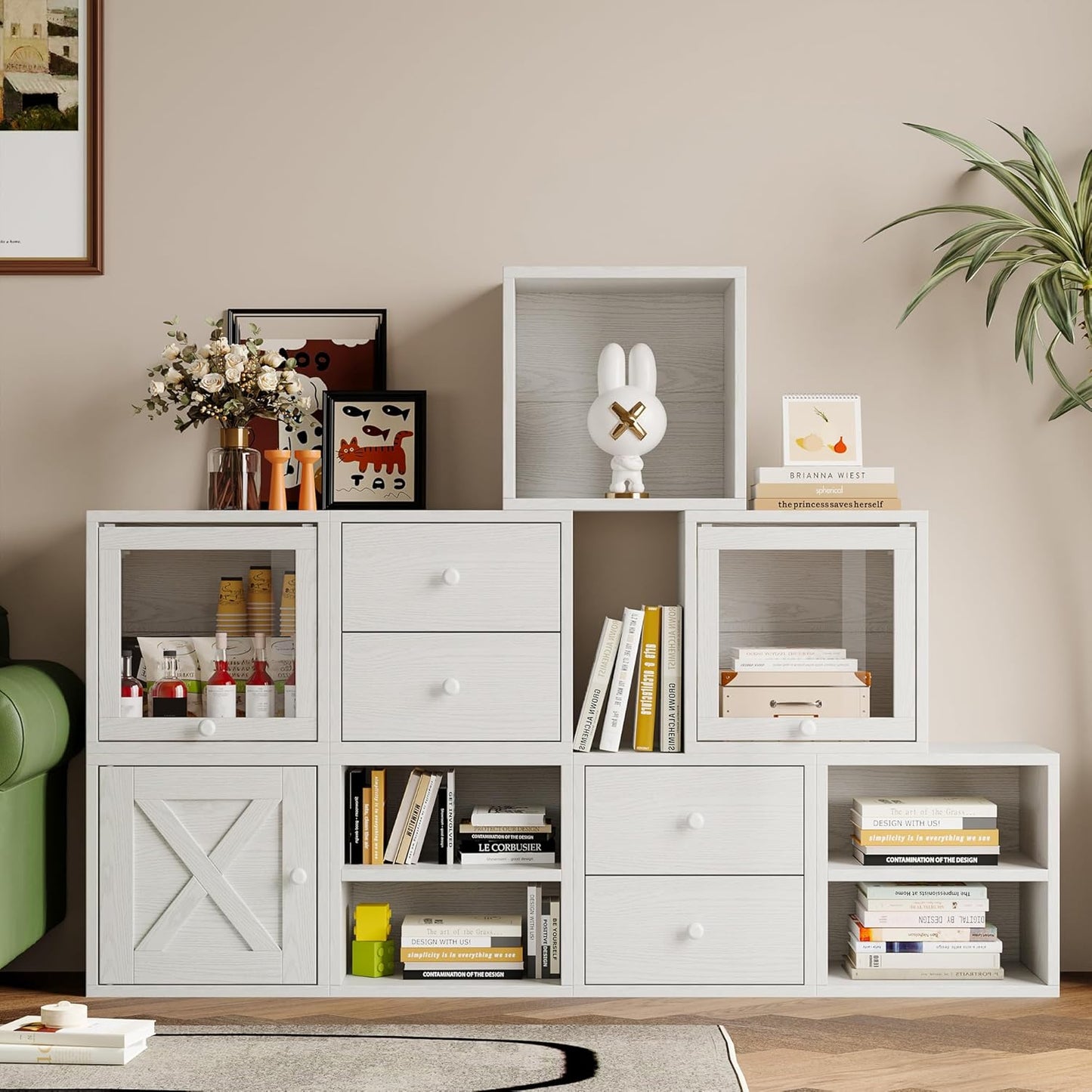 Magic DIY Cube Storage Organizer Stackable Cubes / Pure White-washed / 1 Layer Cube