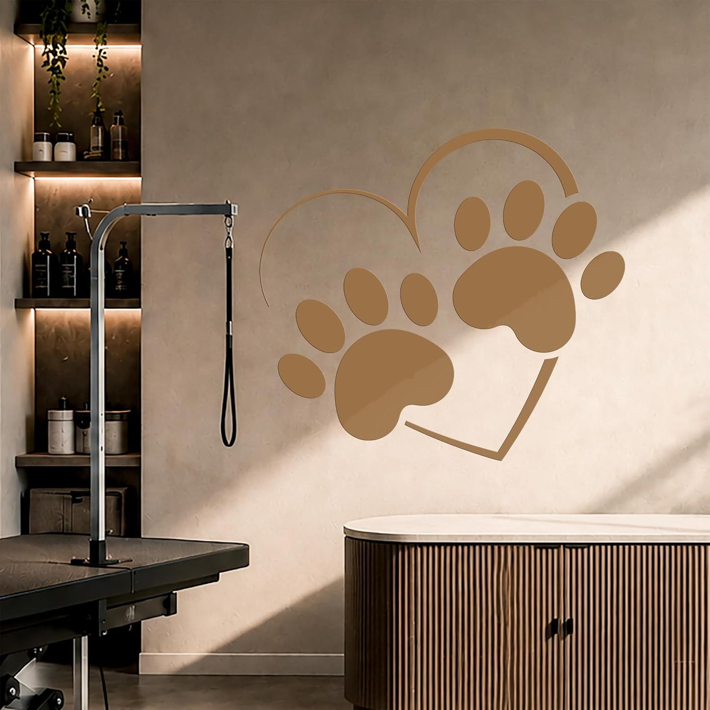 Vinyl Wall Decal Grooming Pets Paw Print House Animals Love Stickers / 22.5 x 25 / M In / Black