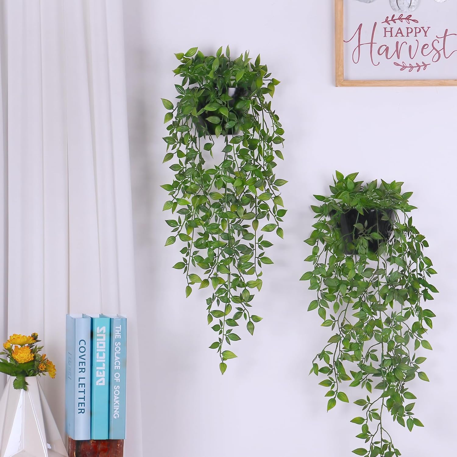 Artificial Hanging Plants / 5.8"dia-wall Planter / Set of 2