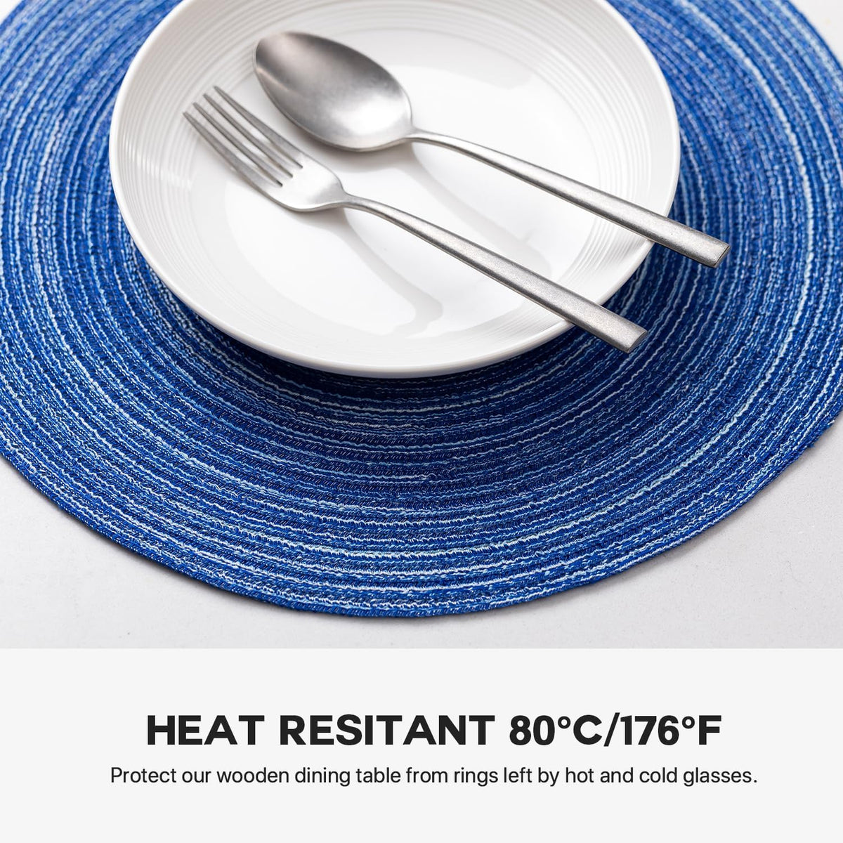 BARoyal Round Placemats Set of 12 Woven Placemats Washable Braided Table Mats for Dining Table Heat Resistant Non-Slip