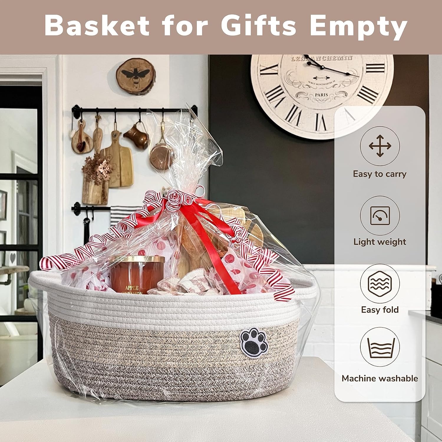 Woven Storage Baskets for Organizing / Brown / 13.6"L x 10"W x 6"H / 13.6 x 10 x 6