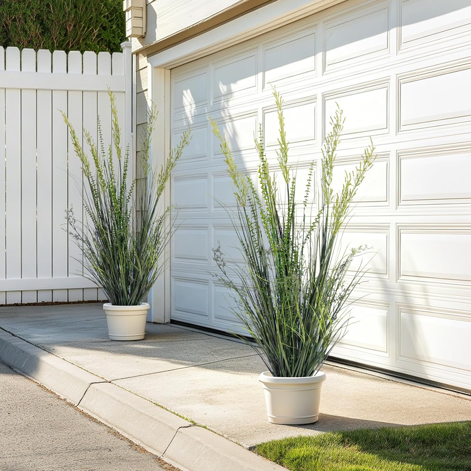 Faux Plastic plantas Synthetic Pampas Grass Indoor Outdoor Realistic Floor / 4FT / Green / Set of 2