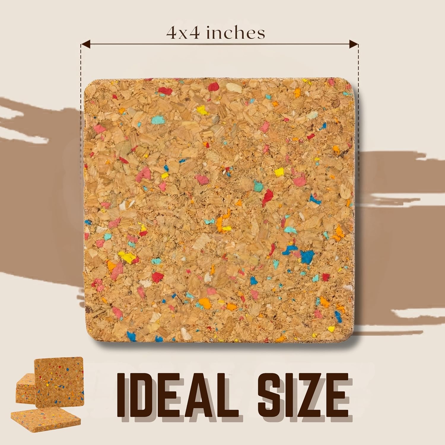 Bleeker & Rowe Recycled Cork Coasters / 4 x 4 / Set of 6