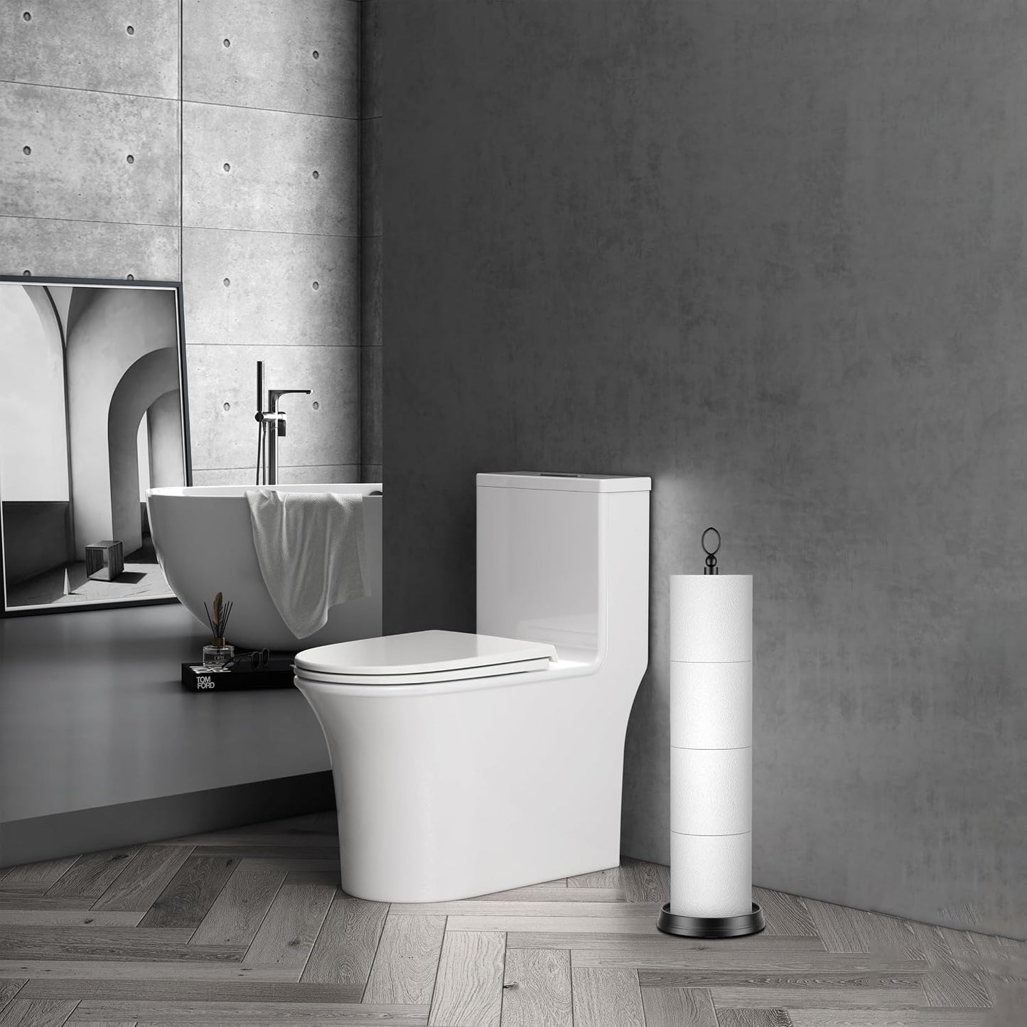 ROLABAM Toilet Paper Holder Stand with Reserve Function, Free Standing Toilet Paper Holder for Bathroom, Space Toilet 4