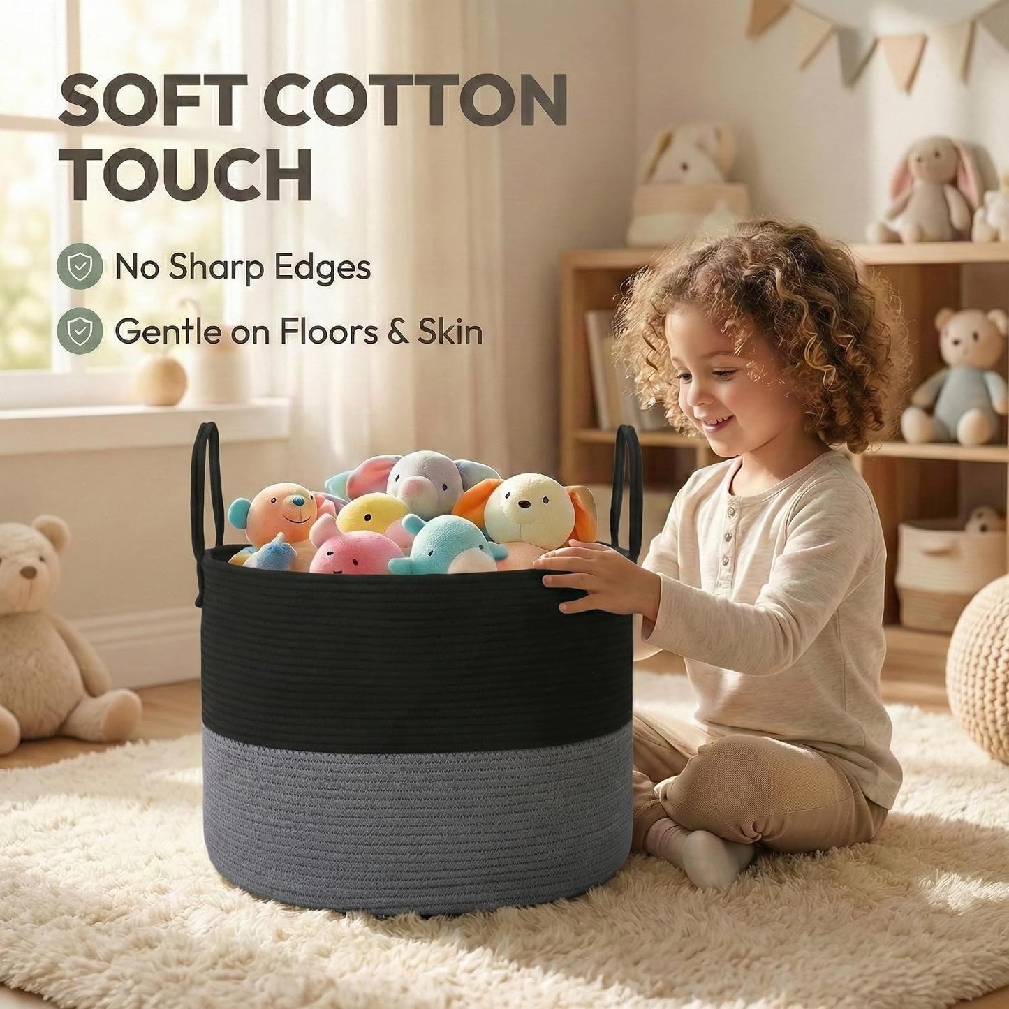 Extra Large Blanket Basket / Black&grey / 65L