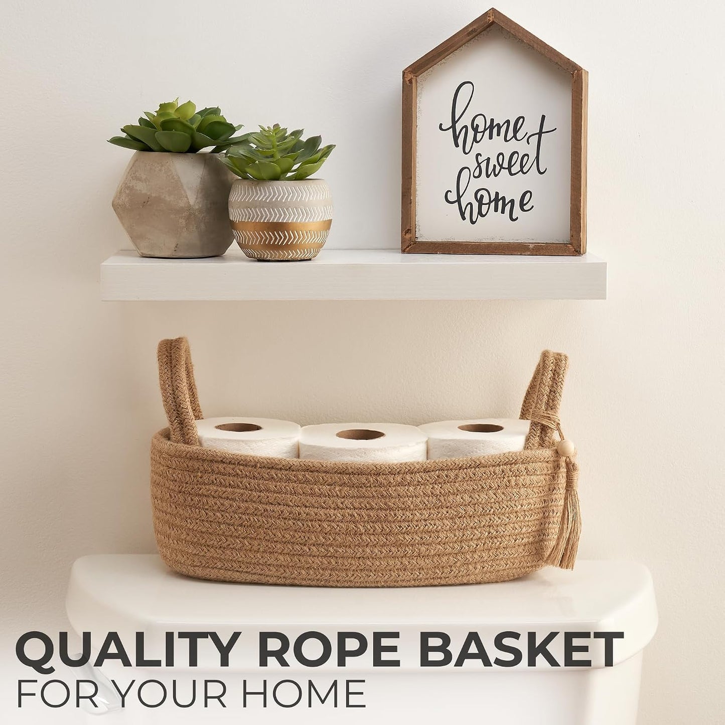 Boho Jute Cotton Rope Bin / Natural Brown