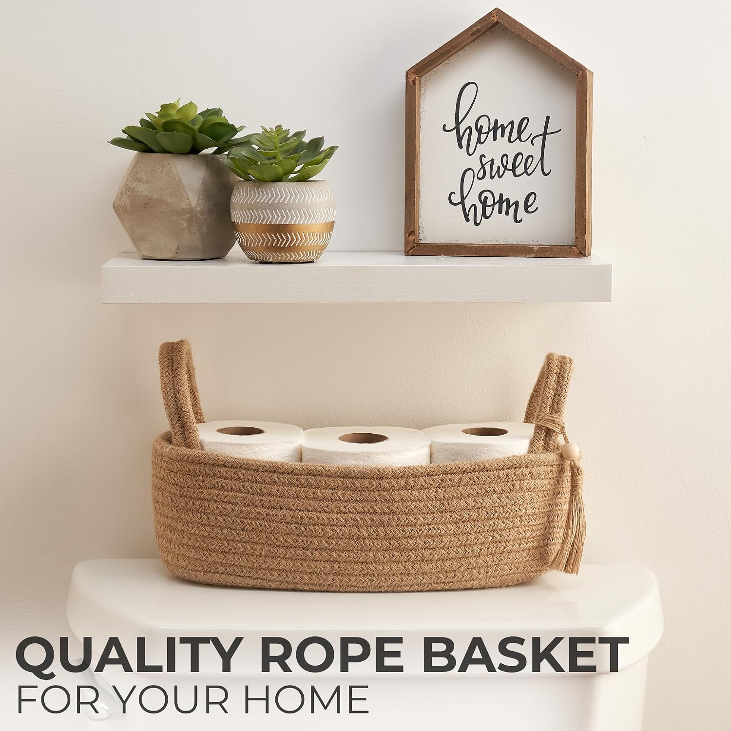 Boho Jute Cotton Rope Bin / Natural Brown