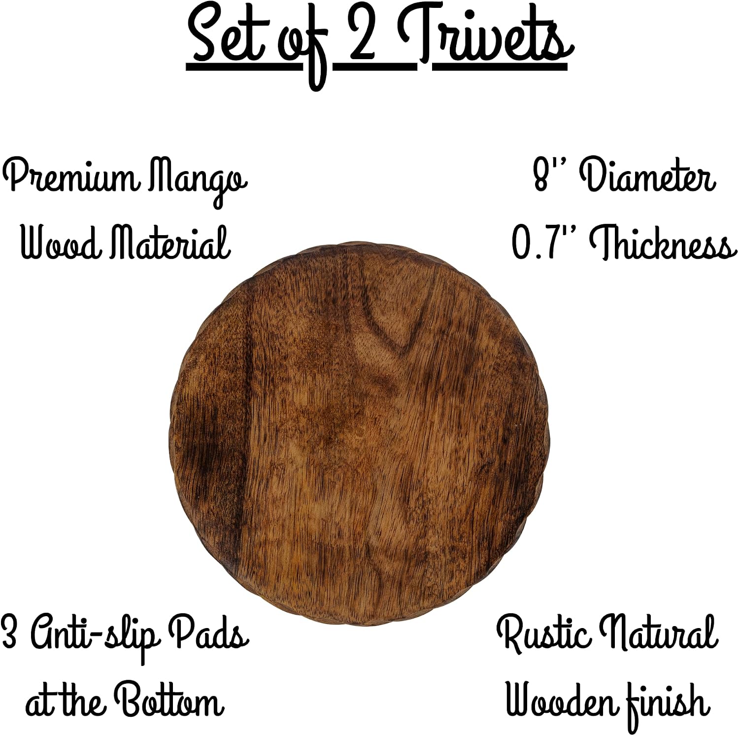 Wooden Trivets for Hot Dishes / Set of 2