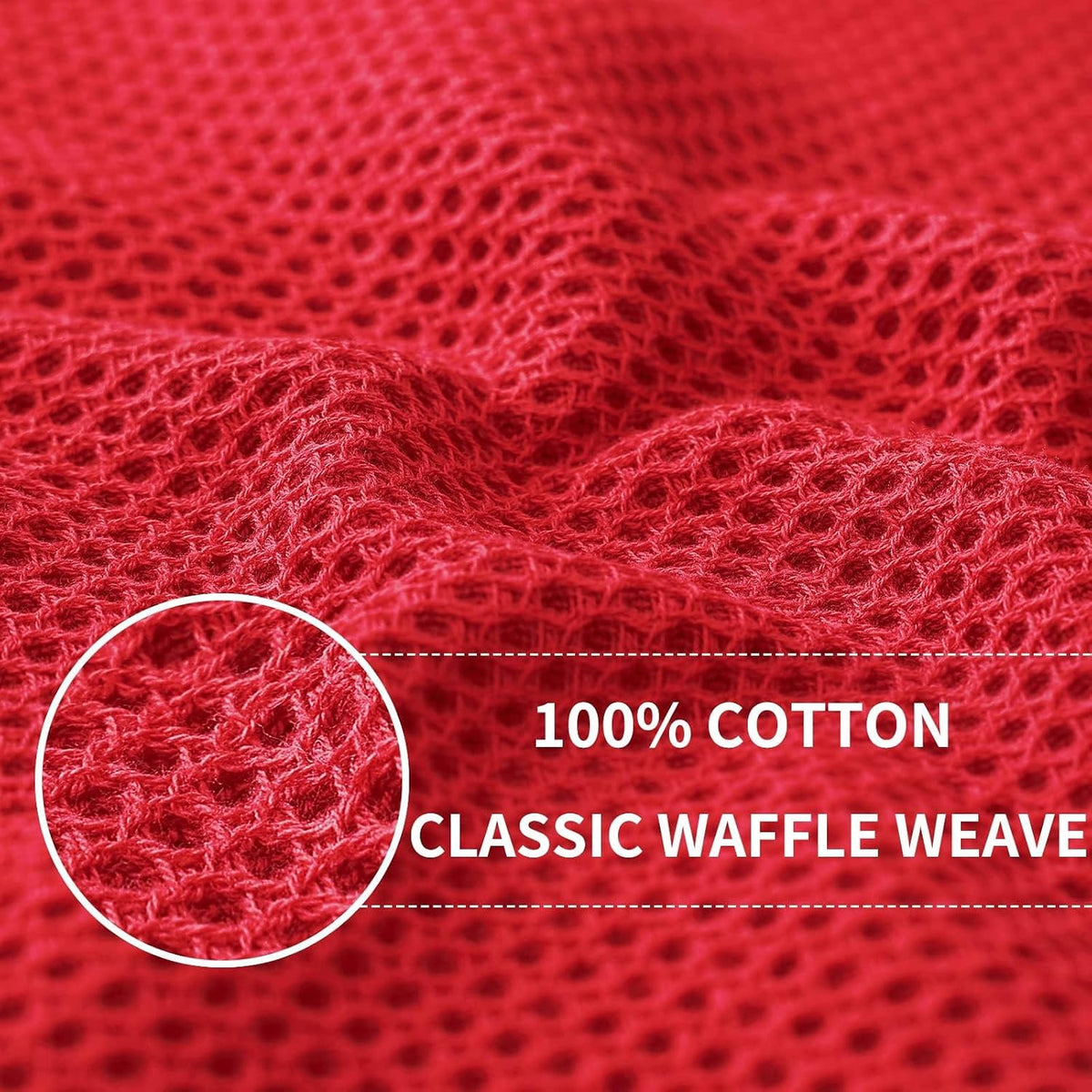 Homaxy 100% Cotton Waffle Weave Kitchen Dish Cloths 24-Pack, Red | 12 x 12 Inches, Ultra Soft Absorbent Dish Towels