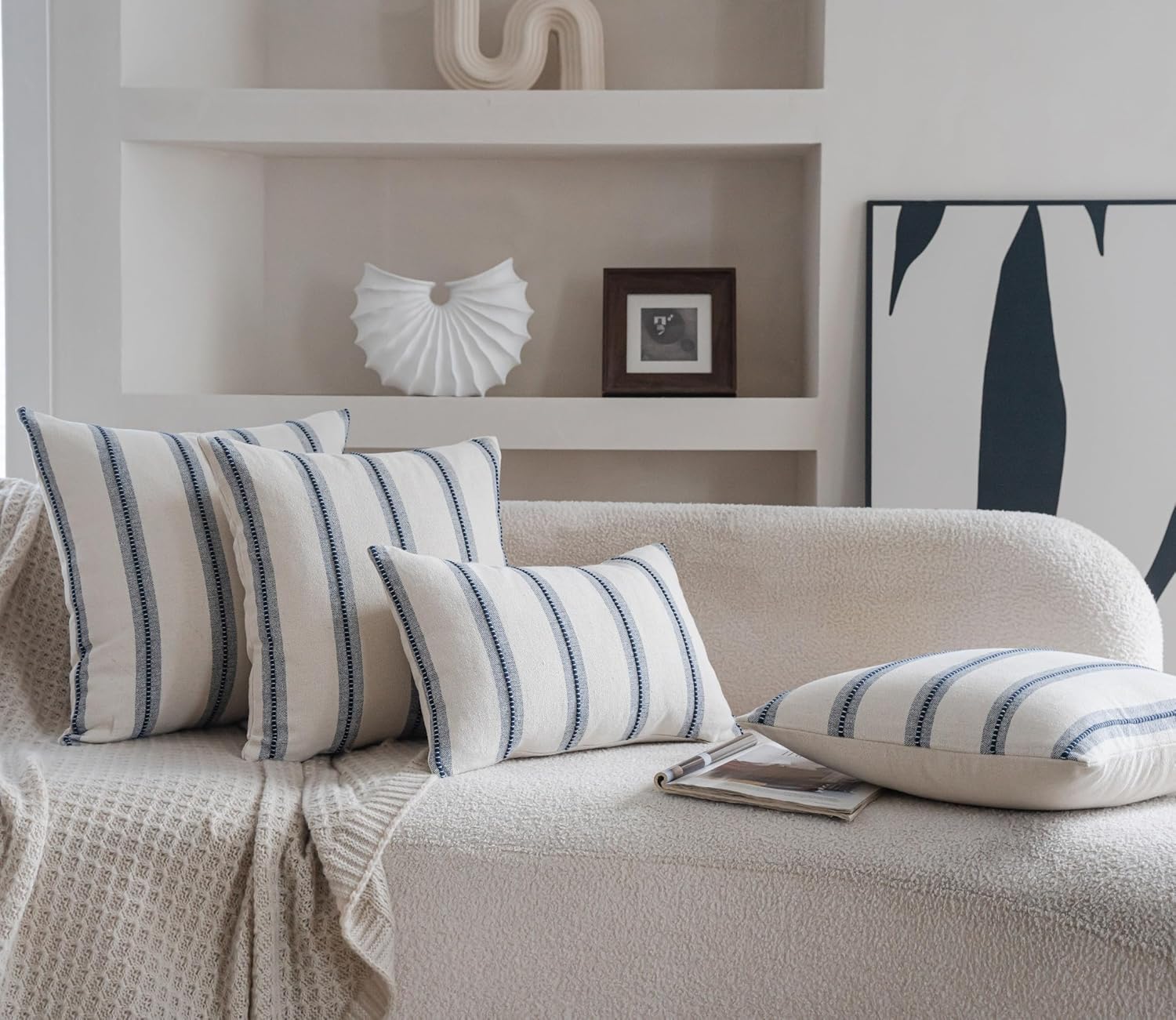 Boho Throw Pillow Covers / Navy Blue / 18 x 18 / Set of 2