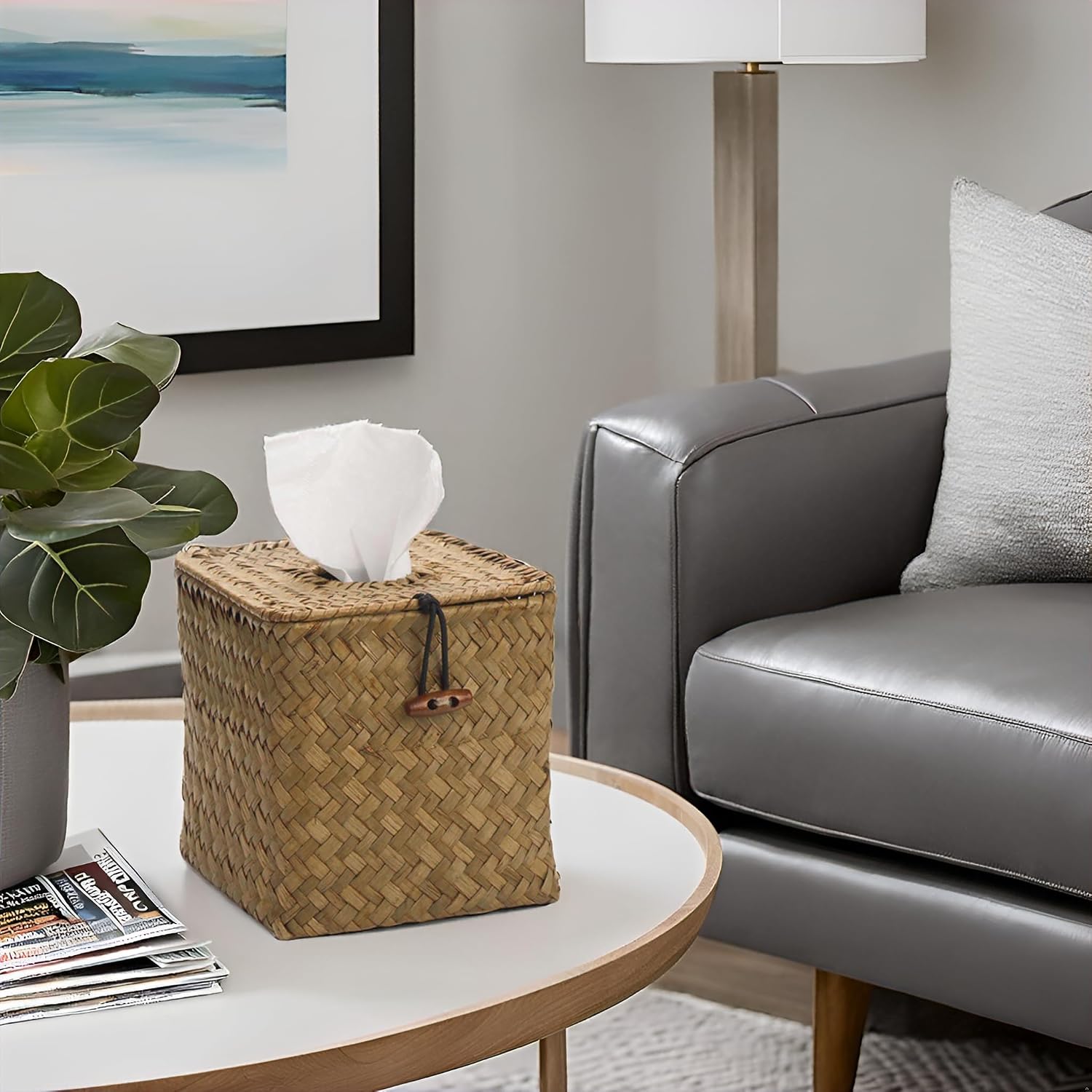 Seagrass Tissue Box Holder / Natural