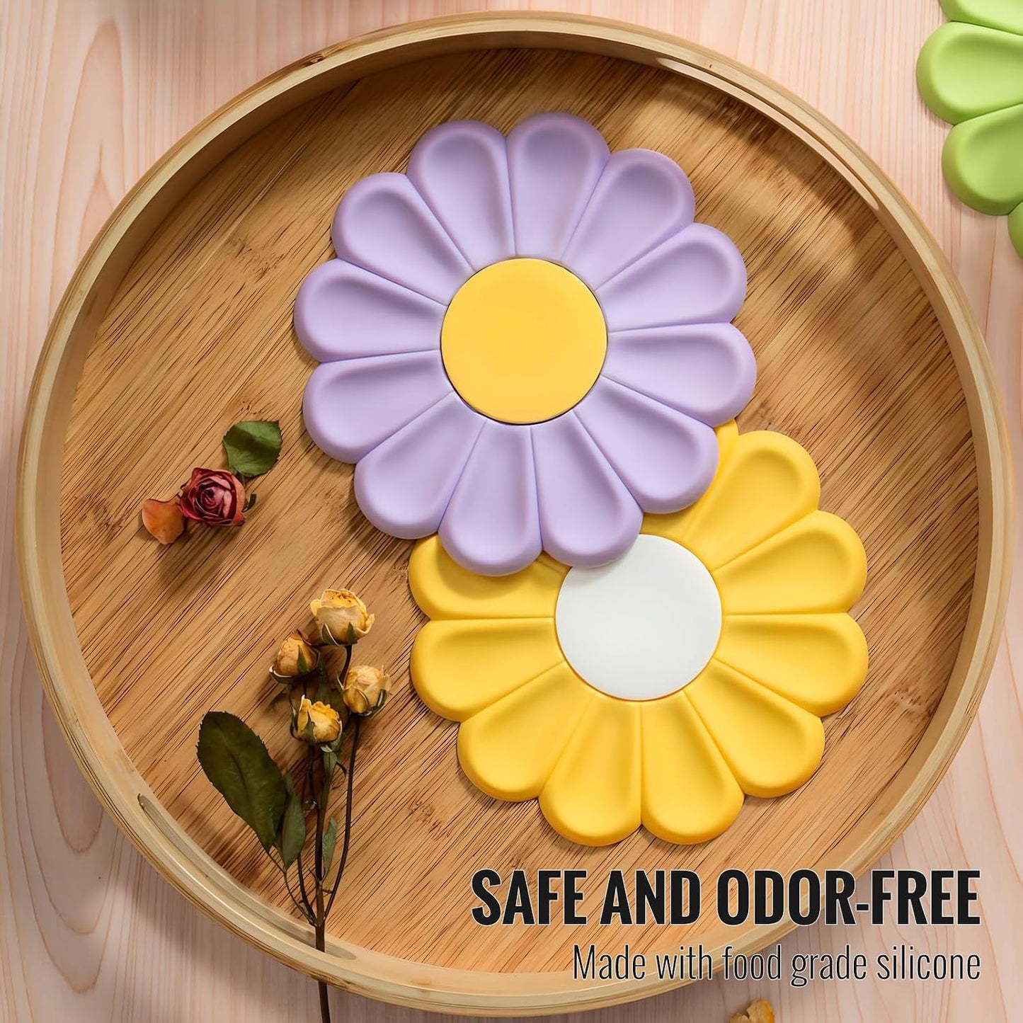 Round Flexible Silicone Pot Holders Hot / 6.7 Inch / Set of 4