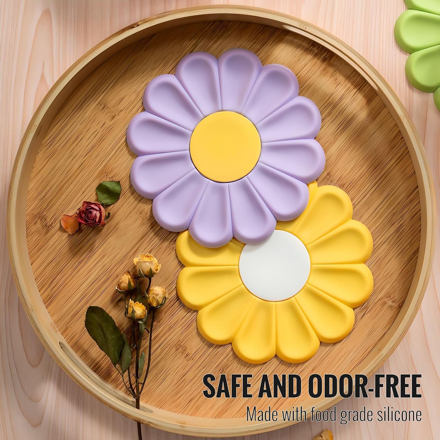Round Flexible Silicone Pot Holders Hot / 6.7 Inch / Set of 4