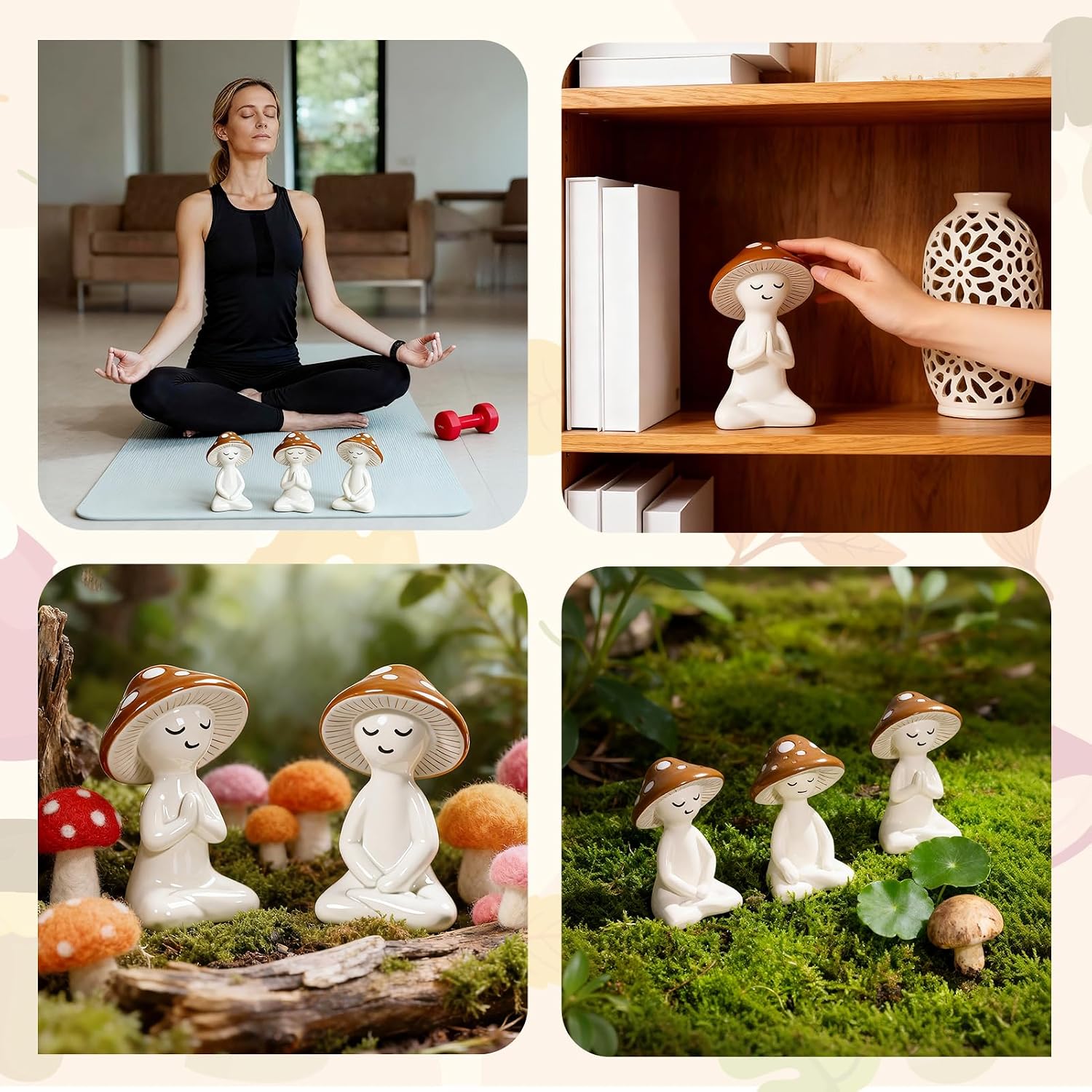 Meditation Mushroom Statue / Set of 3