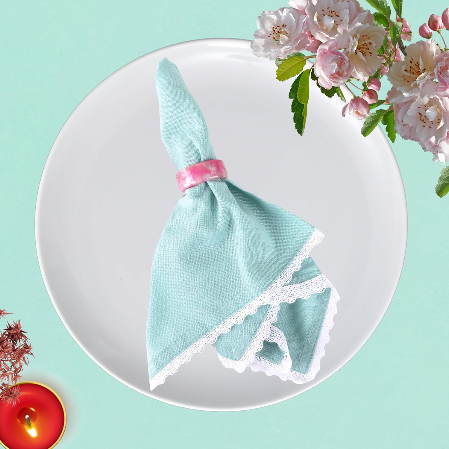 Alpha Living Home Epoxy Resin Napkin Rings, Pastel, Set of 12 | Glossy resin, 6 pastel colors 2 of each, 2x2x0.75 in