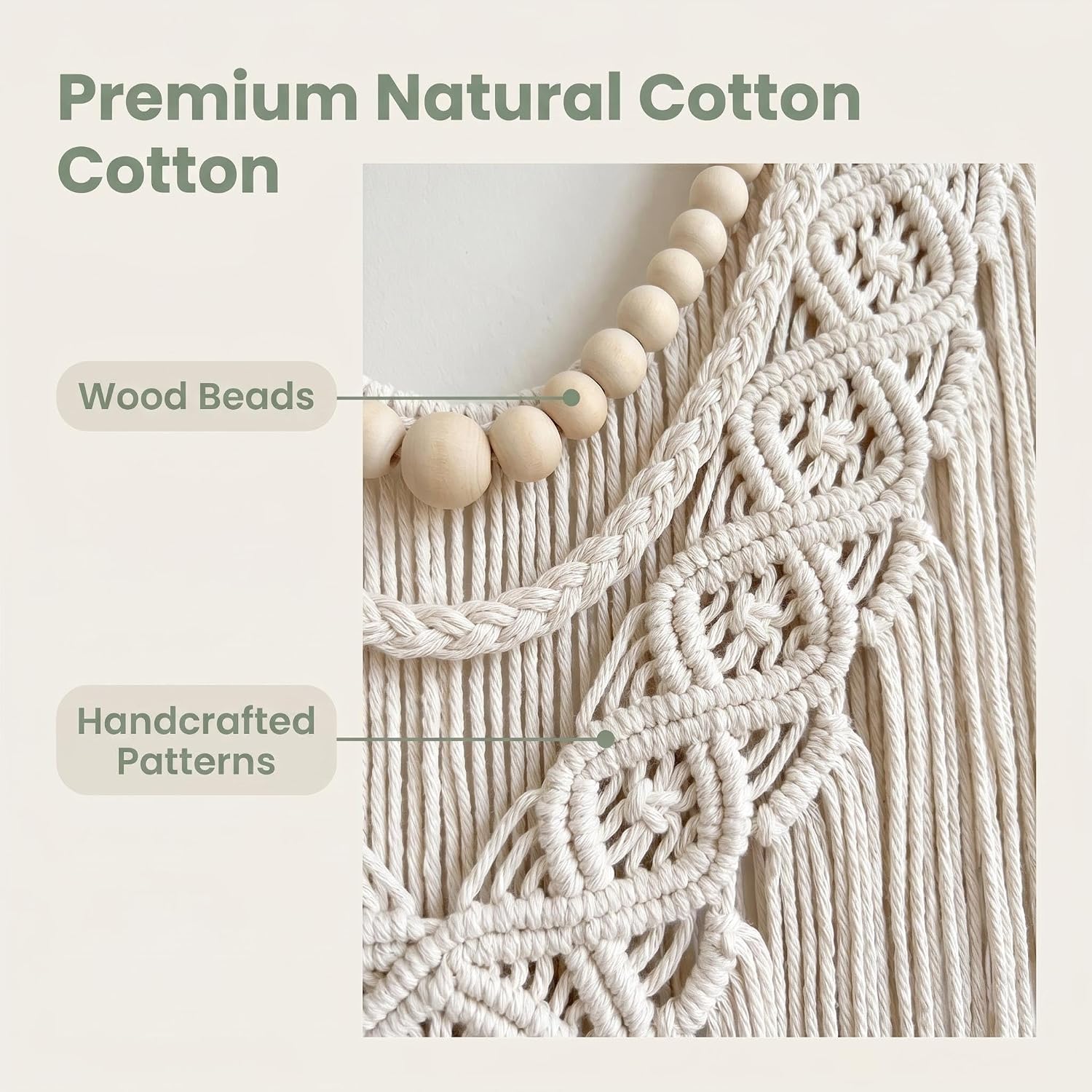 Large Macrame Wall Hanging / Beige-a / 43 x 32