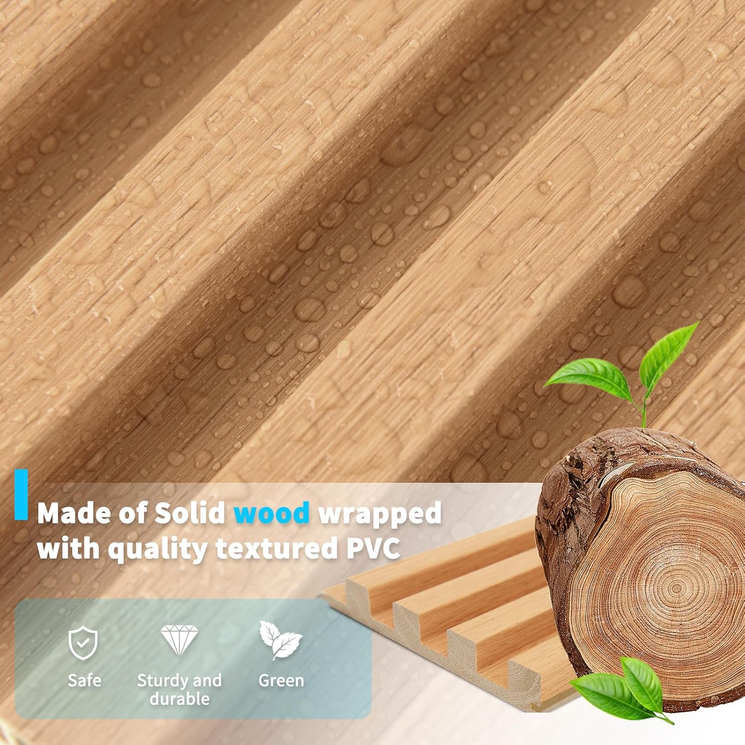 Slat Wood Wall Paneling for Interior and Ceiling Decoration / 108 x 5.7 / Oak / Set of 4